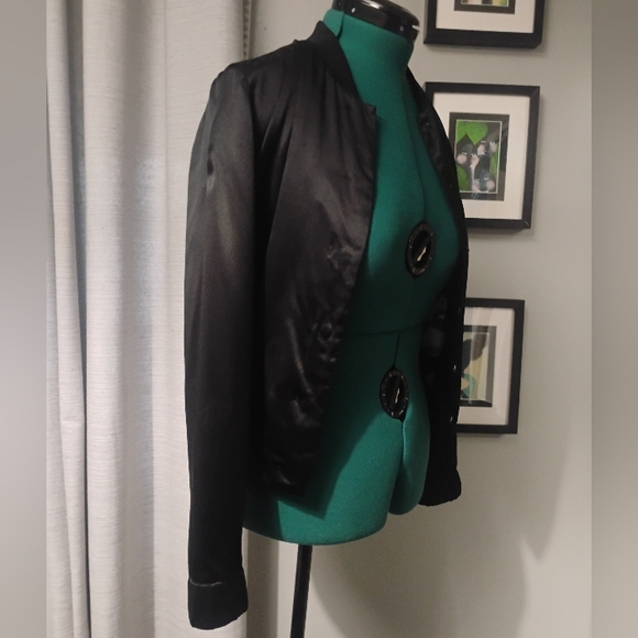 JNBY Graphic Print Black Lightweight Baseball Style Jacket Sz L - Picture 5 of 14